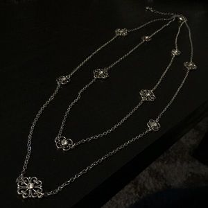 Silver Double Strand Gem Detail Necklace